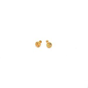 18K Gold Earrings Screw Type Round Circle